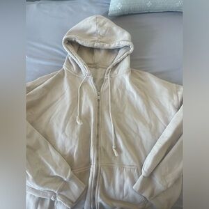 John Galt Cream Zip Up Hoodie